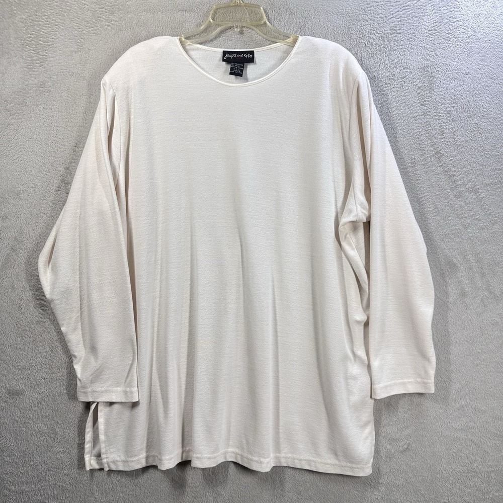 Jacque And Koko‎ Ivory Tunic Plus Sz 18/20 Vtg Shoulder Pads Classic
